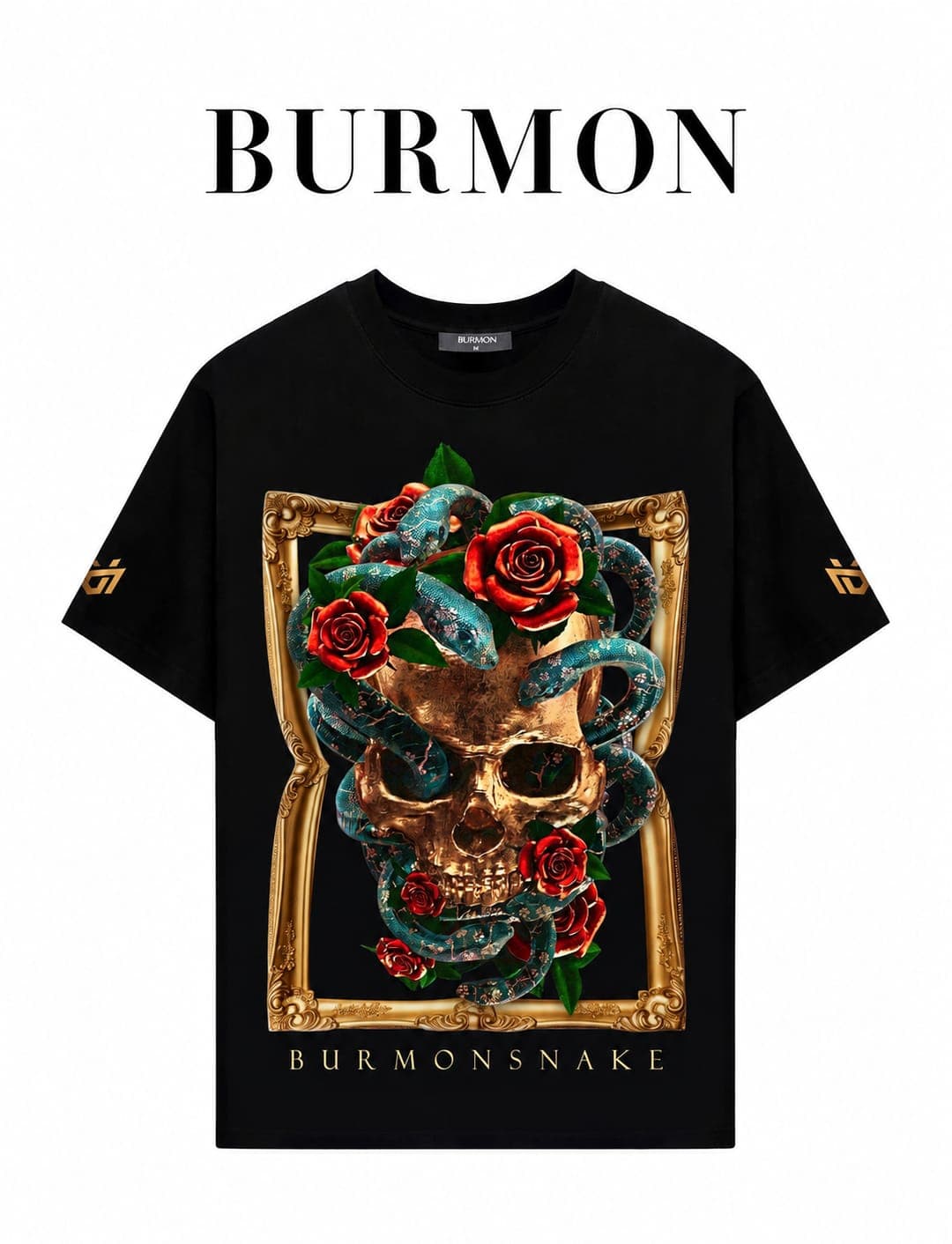 Black BURMON skull and roses