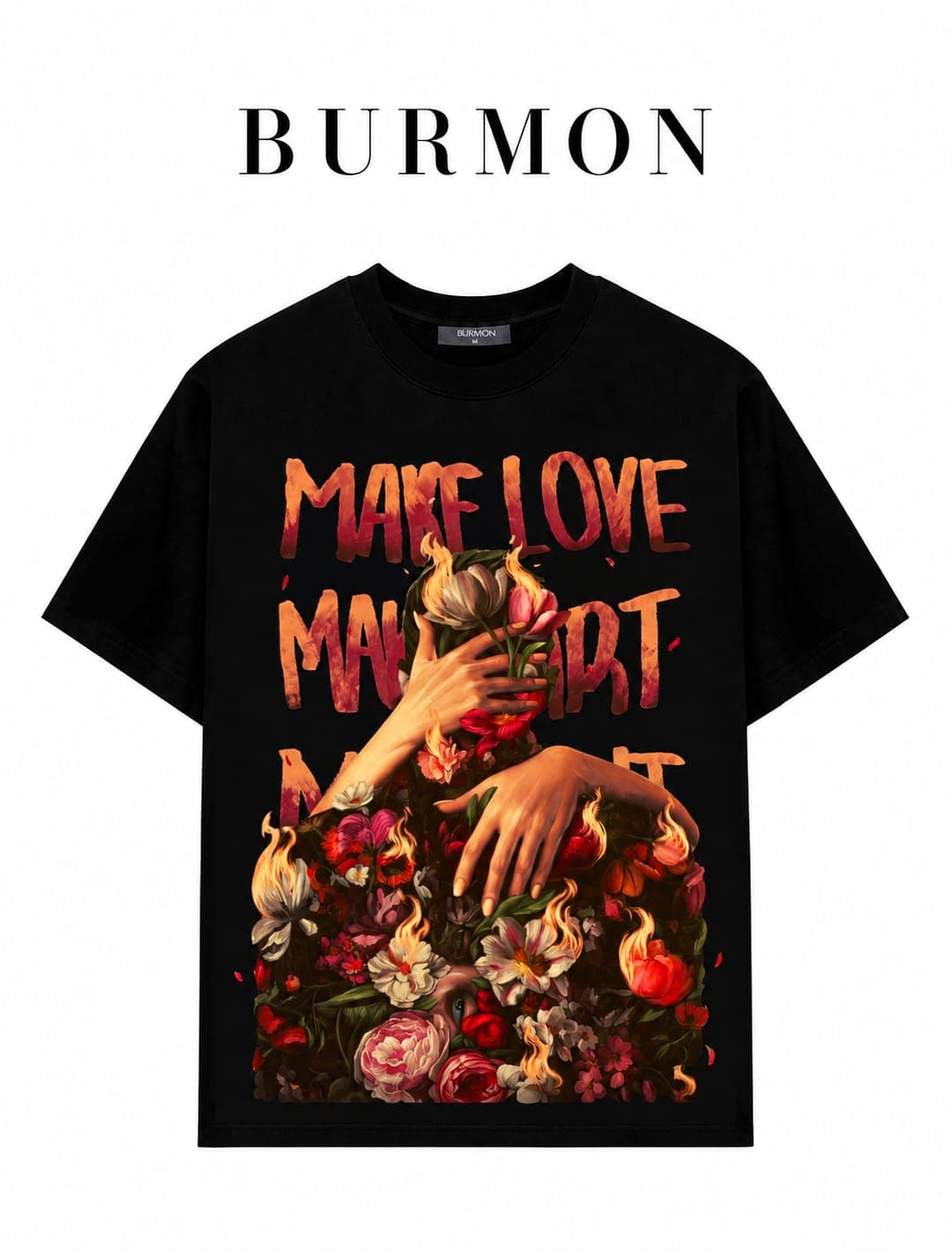 Black Make Love Floral T-Shirt